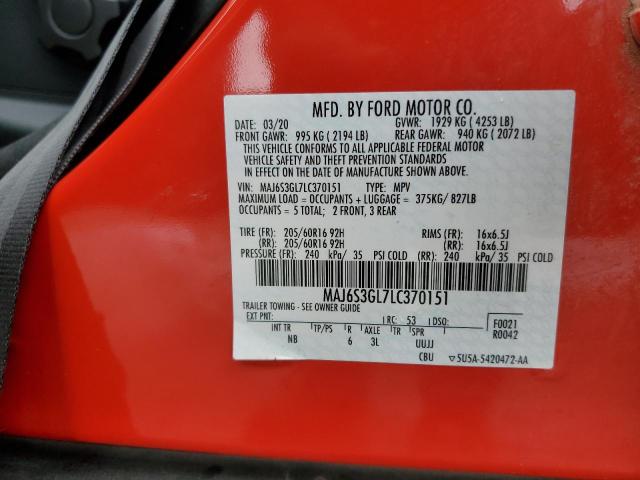 MAJ6S3GL7LC370151 - 2020 FORD ECOSPORT SE RED photo 13