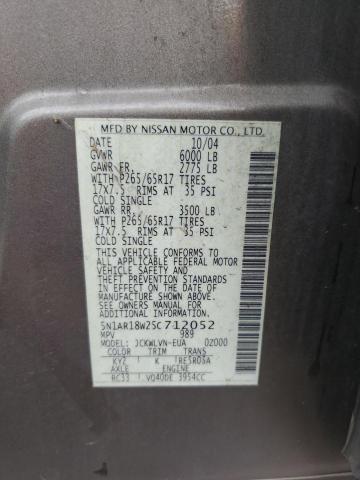 5N1AR18W25C712052 - 2005 NISSAN PATHFINDER LE 棕色 照片 13