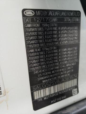 SALGS2SV8JA383574 - 2018 LAND ROVER RANGE ROVE HSE WHITE photo 13