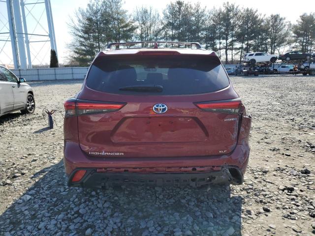 5TDGBRCH9NS552938 - 2022 TOYOTA HIGHLANDER HYBRID XLE RED photo 6