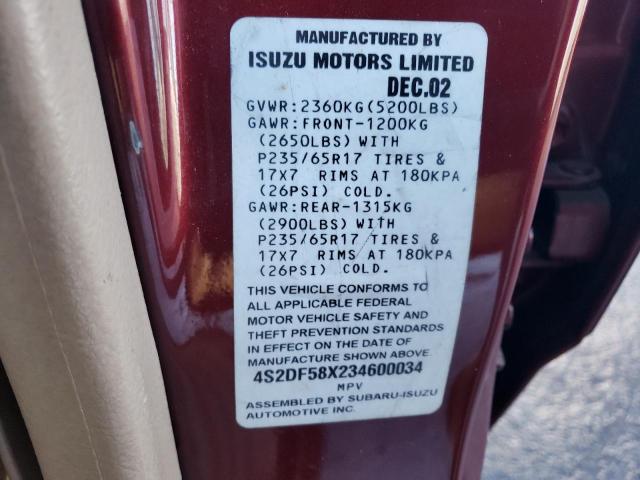 4S2DF58X234600034 - 2003 ISUZU AXIOM XS Qırmızı foto 12