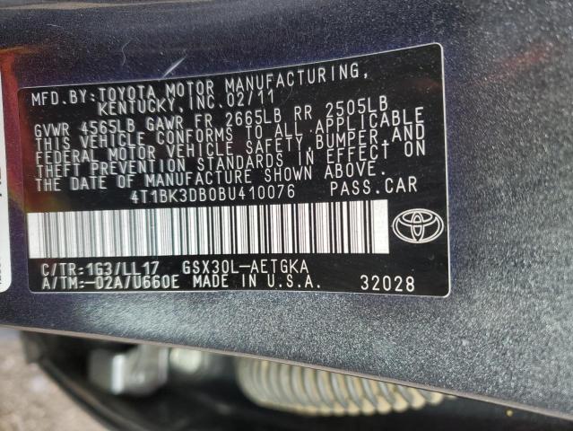 4T1BK3DB0BU410076 - 2011 TOYOTA AVALON BASE GRAY photo 12