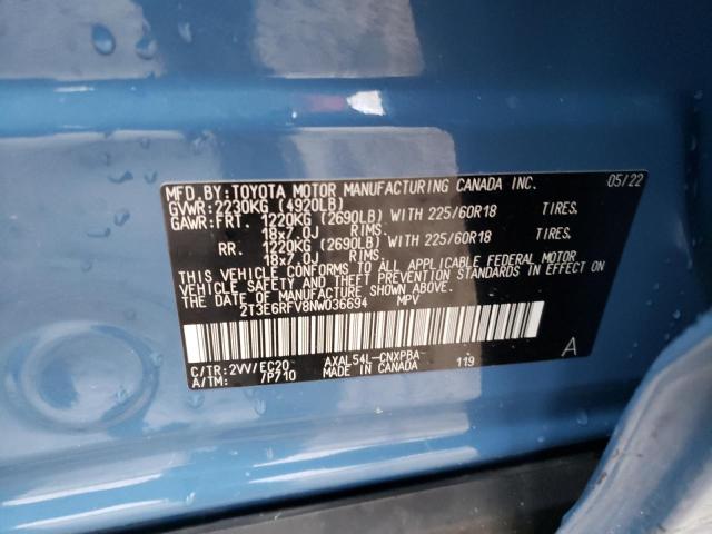 2T3E6RFV8NW036694 - 2022 TOYOTA RAV4 XSE BLUE photo 13