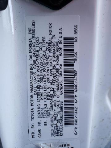 5TEUU42N66Z159636 - 2006 TOYOTA TACOMA ACCESS CAB Ақ фото 12