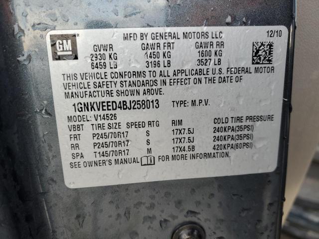 1GNKVEED4BJ258013 - 2011 CHEVROLET TRAVERSE LS CHARCOAL photo 12