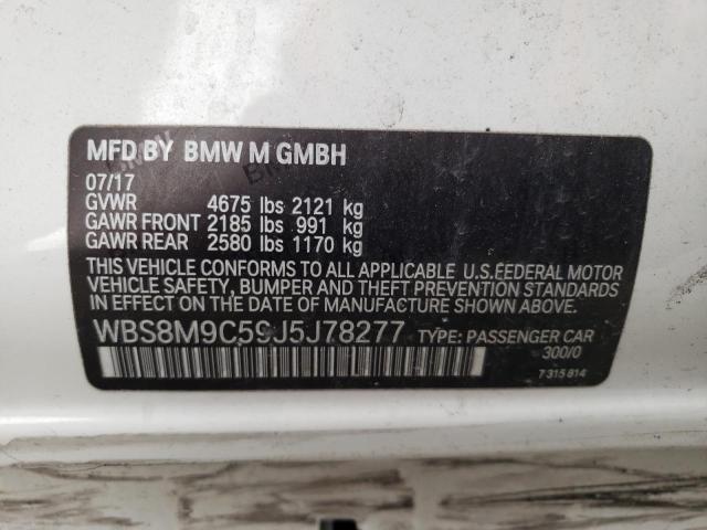 WBS8M9C59J5J78277 - 2018 BMW M3 WHITE photo 12