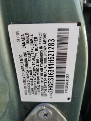 2HGES16344H621283 - 2004 HONDA CIVIC DX VP GREEN photo 12