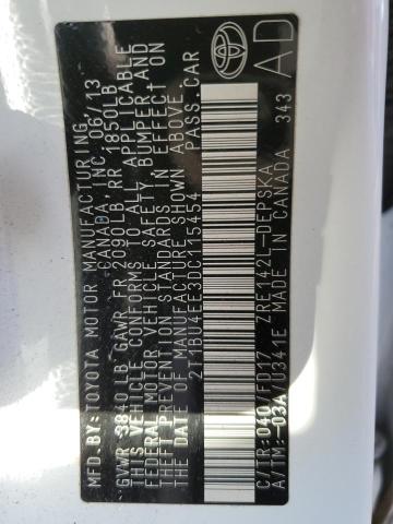 2T1BU4EE3DC115454 - 2013 TOYOTA COROLLA BASE WHITE photo 13