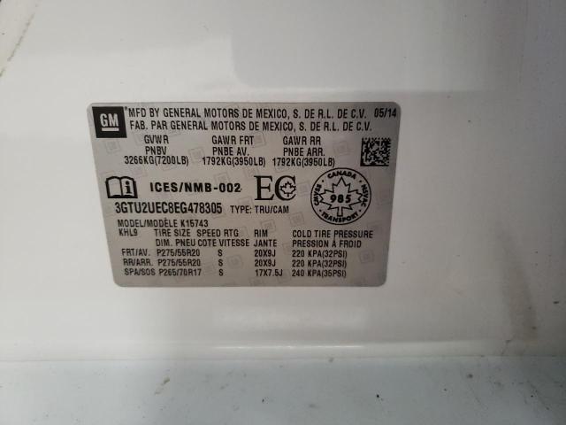 3GTU2UEC8EG478305 - 2014 GMC SIERRA K1500 SLE WHITE photo 13