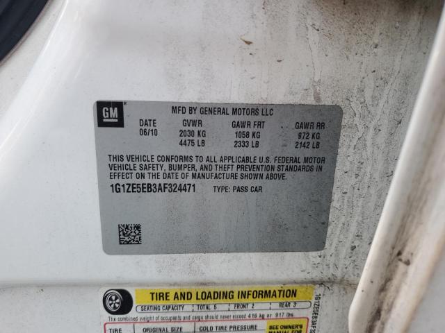 1G1ZE5EB3AF324471 - 2010 CHEVROLET MALIBU LTZ თეთრი ფოტო 12