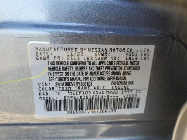 3N1AB8CV9NY306103 - 2022 NISSAN SENTRA SV GRAY photo 12