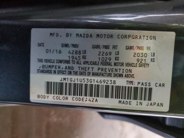 JM1GJ1U53G1469238 - 2016 MAZDA 6 SPORT GRAY photo 12