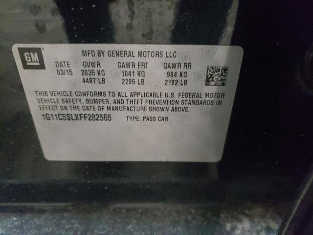 1G11C5SLXFF282565 - 2015 CHEVROLET MALIBU 1LT შავი ფოტო 12