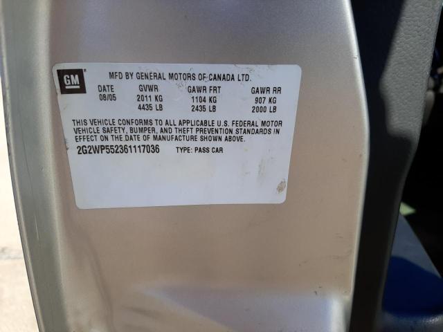 2G2WP552361117036 - 2006 PONTIAC GRAND PRIX 银色 照片 12