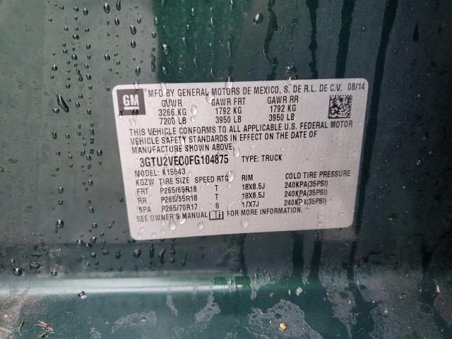 3GTU2VEC0FG104875 - 2015 GMC SIERRA K1500 SLT GREEN photo 12