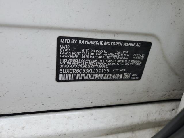 5UXCR6C53KLL31135 - 2019 BMW X5 XDRIVE40I 白色 照片 14