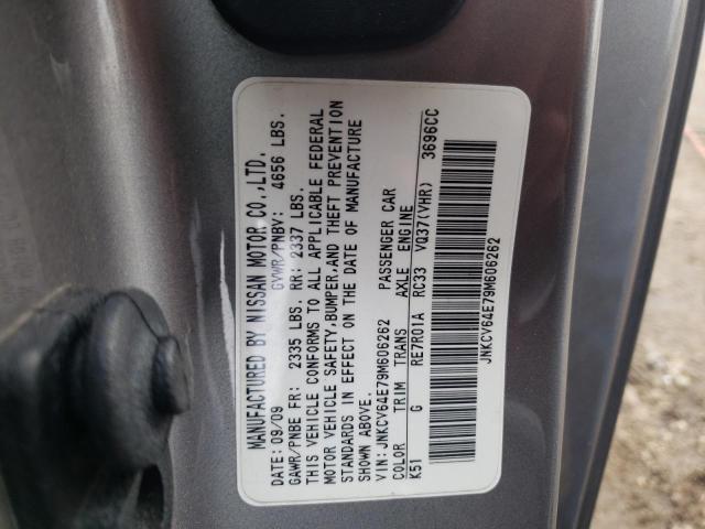 JNKCV64E79M606262 - 2009 INFINITI G37 BASE GRAY photo 12