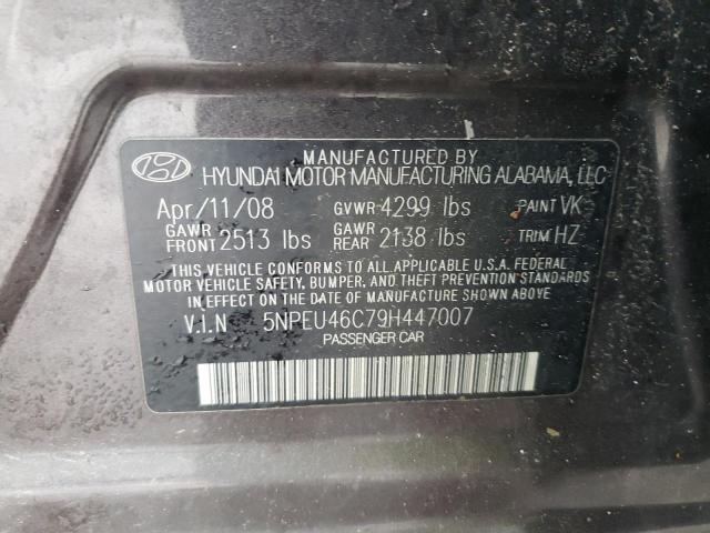 5NPEU46C79H447007 - 2009 HYUNDAI SONATA SE GRAY photo 12