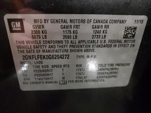 2GNFLFEK0G6204272 - 2016 CHEVROLET EQUINOX LT GRAY photo 13