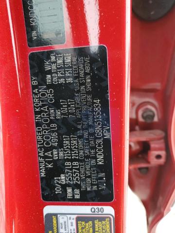 KNDCC3LG8N5135834 - 2022 KIA NIRO S RED photo 13