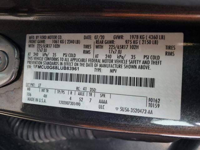 1FMCU0G68LUB83961 - 2020 FORD ESCAPE SE GRAY photo 14