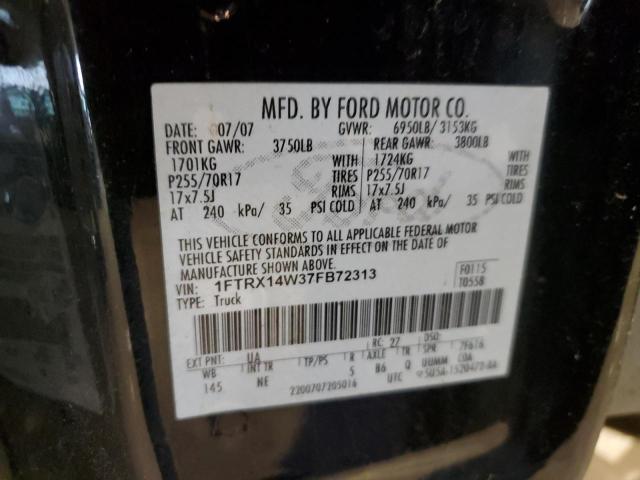 1FTRX14W37FB72313 - 2007 FORD F150 BLACK photo 12