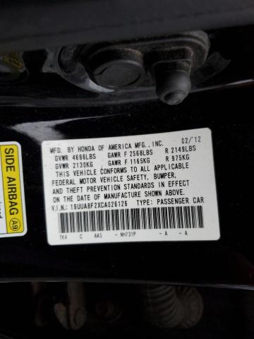 19UUA8F2XCA026126 - 2012 ACURA TL BLACK photo 12