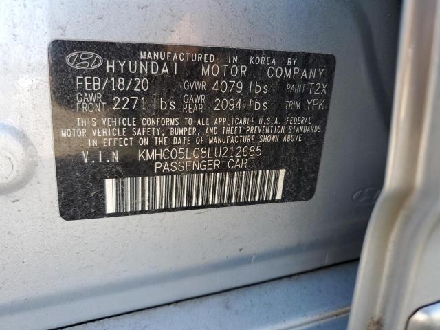 KMHC05LC8LU212685 - 2020 HYUNDAI IONIQ LIMITED SILVER photo 12