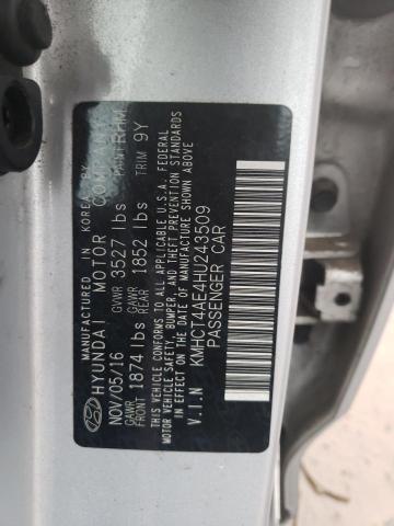 KMHCT4AE4HU243509 - 2017 HYUNDAI ACCENT SE SILVER photo 12