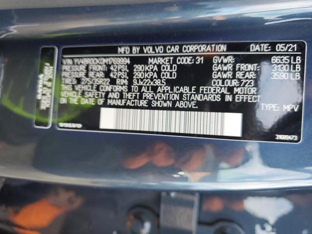 YV4BR0CK0M1769994 - 2021 VOLVO XC90 T8 RECHARGE INSCRIPTION EXPRESS BLUE photo 13