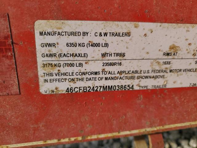 46CFB2427MM038654 - 2021 UTILITY TRAILER Qırmızı foto 10