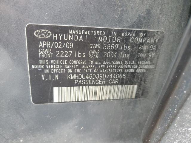 KMHDU46D39U744068 - 2009 HYUNDAI ELANTRA GLS CHARCOAL photo 12