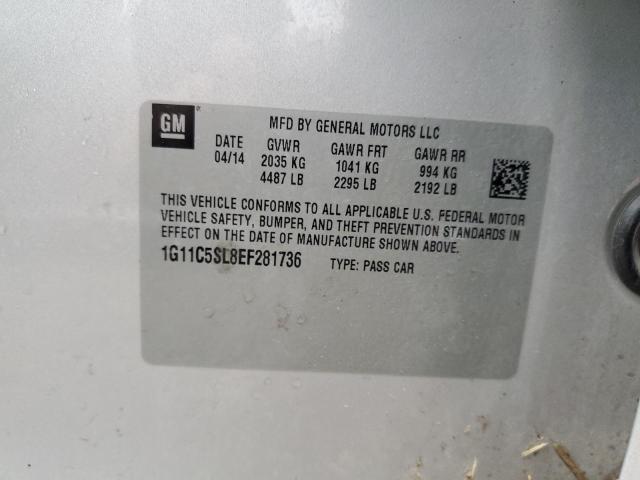 1G11C5SL8EF281736 - 2014 CHEVROLET MALIBU 1LT 银色 照片 12