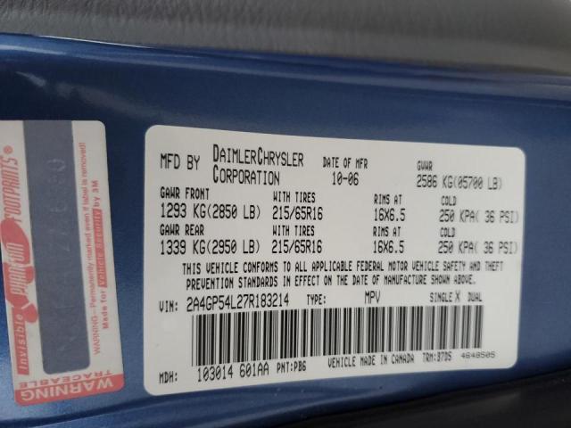 2A4GP54L27R183214 - 2007 CHRYSLER TOWN & COU TOURING ლურჯი ფოტო 13