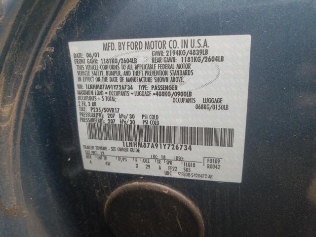 1LNHM87A91Y726734 - 2001 LINCOLN LS Mavi foto 12