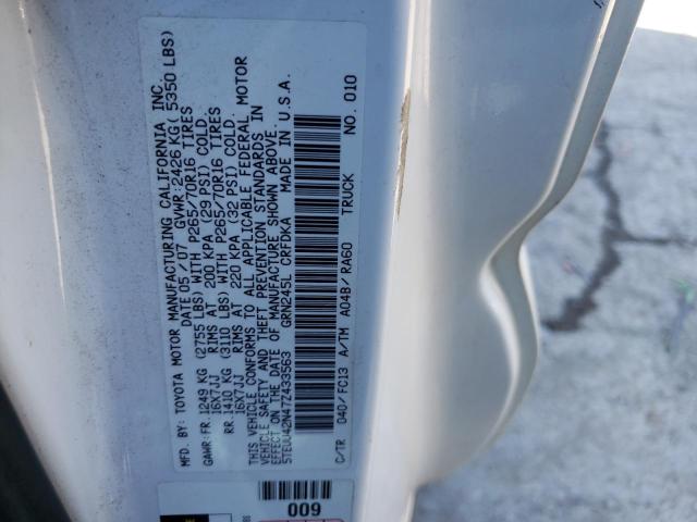 5TEUU42N47Z433563 - 2007 TOYOTA TACOMA ACCESS CAB WHITE photo 12