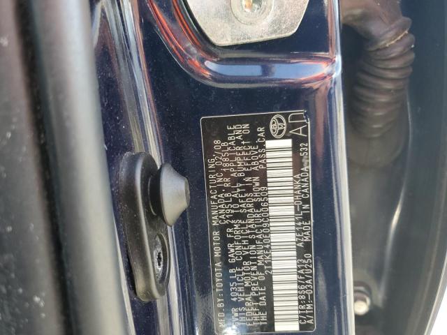 2T1KE40E09C006509 - 2009 TOYOTA MATRIX S BLUE photo 12