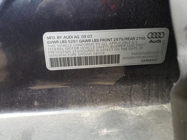 WAUDH74F08N049292 - 2008 AUDI A6 3.2 QUATTRO BLACK photo 10