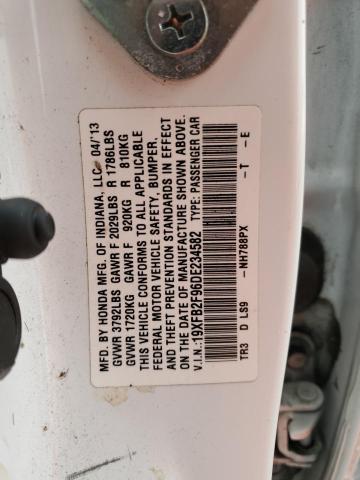 19XFB2F96DE234582 - 2013 HONDA CIVIC EXL თეთრი ფოტო 12