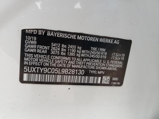 5UXTY9C05L9B28130 - 2020 BMW X3 XDRIVEM40I WHITE photo 12