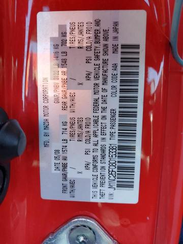 JM1NC26F080153381 - 2008 MAZDA MX-5 MIATA RED photo 13