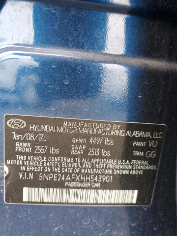 5NPE24AFXHH543901 - 2017 HYUNDAI SONATA SE BLUE photo 12