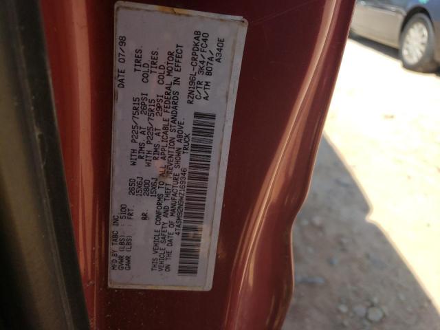 4TASM92N9WZ169346 - 1998 TOYOTA TACOMA XTRACAB PRERUNNER შავი ფოტო 12