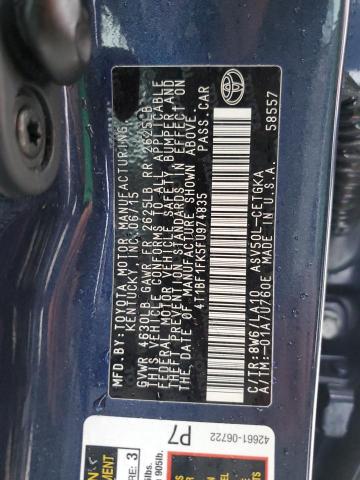 4T1BF1FK5FU974835 - 2015 TOYOTA CAMRY LE BLUE photo 12