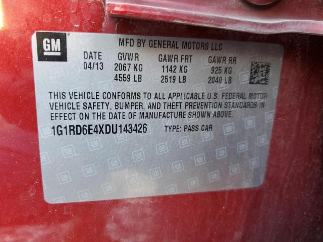 1G1RD6E4XDU143426 - 2013 CHEVROLET VOLT RED photo 12