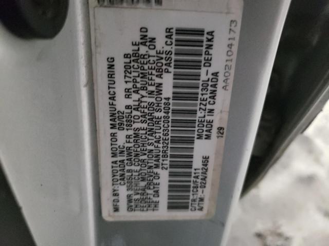 2T1BR32E63C084084 - 2003 TOYOTA COROLLA CE SILVER photo 12