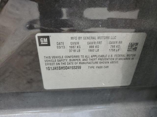1G1JA5SH5D4193299 - 2013 CHEVROLET SONIC LS შავი ფოტო 12