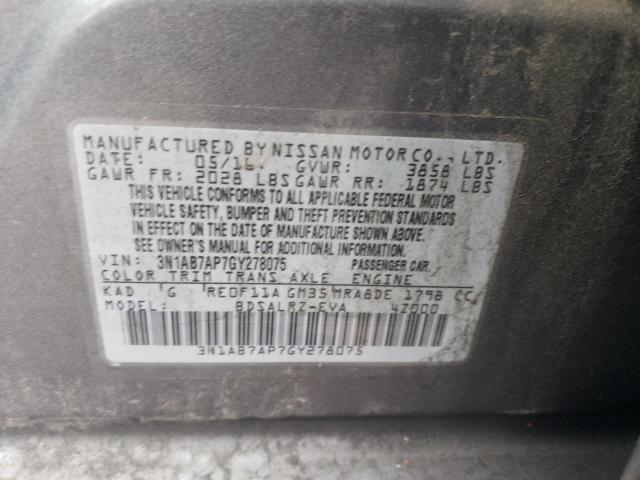 3N1AB7AP7GY278075 - 2016 NISSAN SENTRA S GRAY photo 12