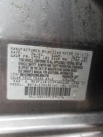 3N1CN8DV2ML894176 - 2021 NISSAN VERSA S GRAY photo 13