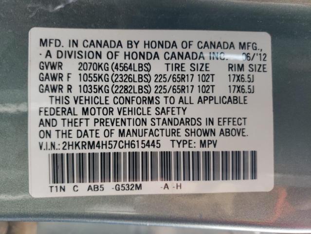 2HKRM4H57CH615445 - 2012 HONDA CR-V EX TEAL photo 14